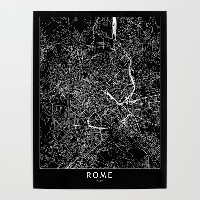 Rome Black Map Poster