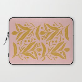 Pink and mustard yellow floral color block art Laptop Sleeve
