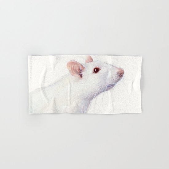 White Rat Watercolor Albino Rat Animal Hand & Bath Towel