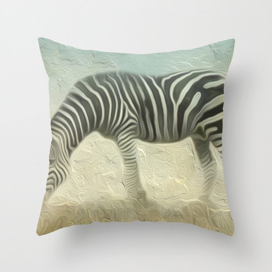 Zebra grazing Throw Pillow