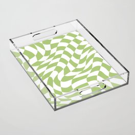 Wavy Matcha Green Checkered Print Acrylic Tray