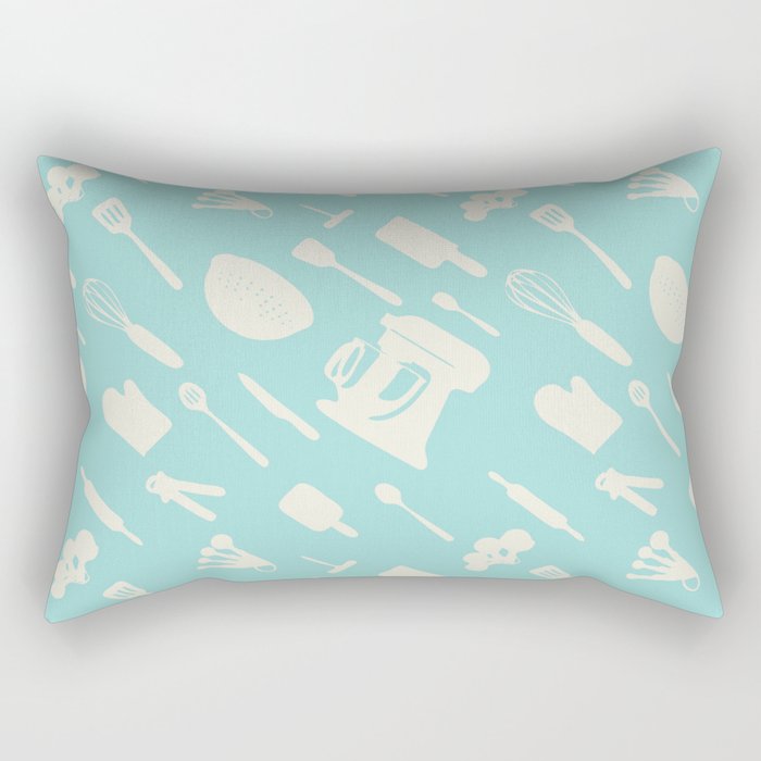 In The Kitchen — Turquoise Rectangular Pillow