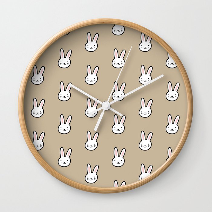 Cute Bunny Pattern (Tan) Wall Clock