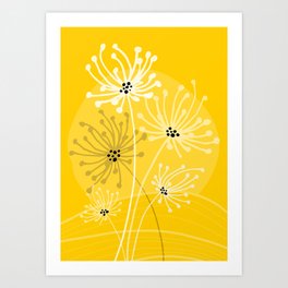 Yellow Queen Anne's Lace Illustration Art Print