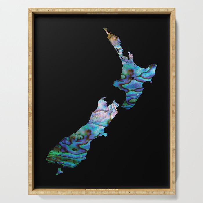 NEW ZEALAND MAP PAUA Serving Tray