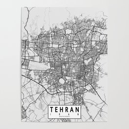 Tehran City Map of Iran - Light Poster