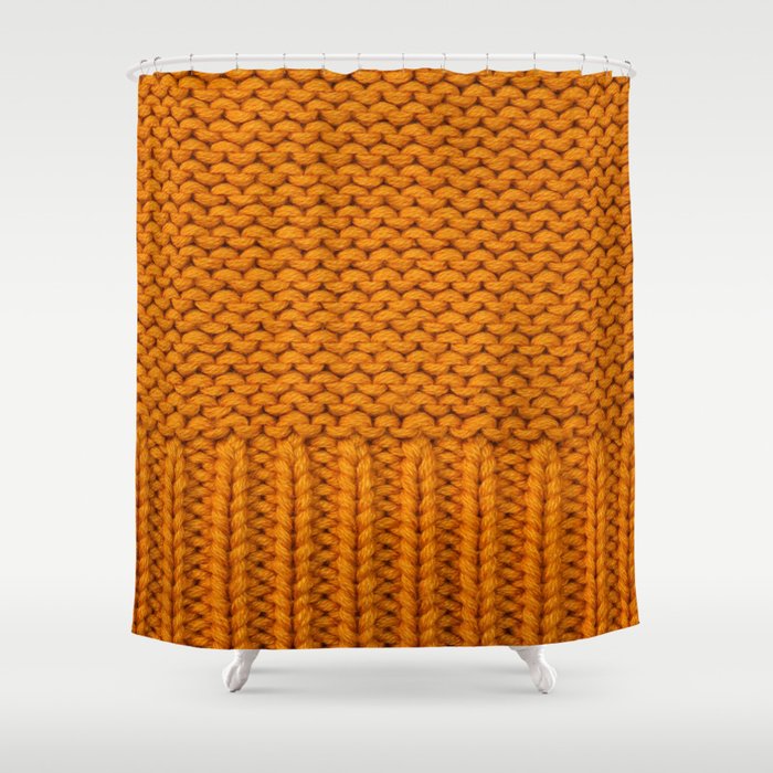 beautiful knitted cloth handmade bright yellow color, closeup Shower Curtain