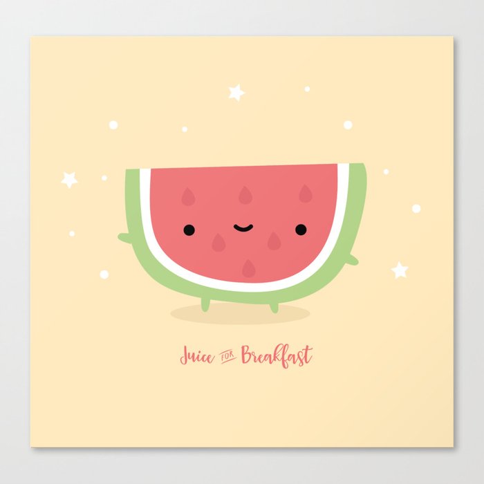 Kawaii watermelon Canvas Print