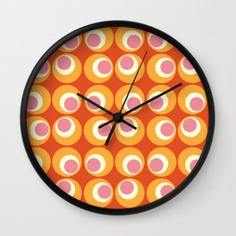 Orange and Pink Retro Circles Wall Clock
