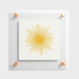 Mustard Yellow Retro Sun on Off White Floating Acrylic Print
