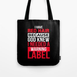 Redhead Warning Label Mc1r Red Hair Tote Bag