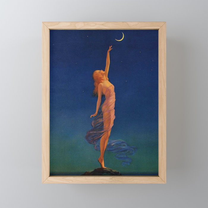 Reaching for the moon female portrait painting by Edward Mason Eggleston Framed Mini Art Print