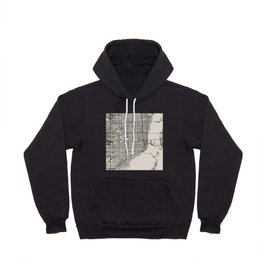 USA, Miami - City Map - Black and White Aesthetic Hoody