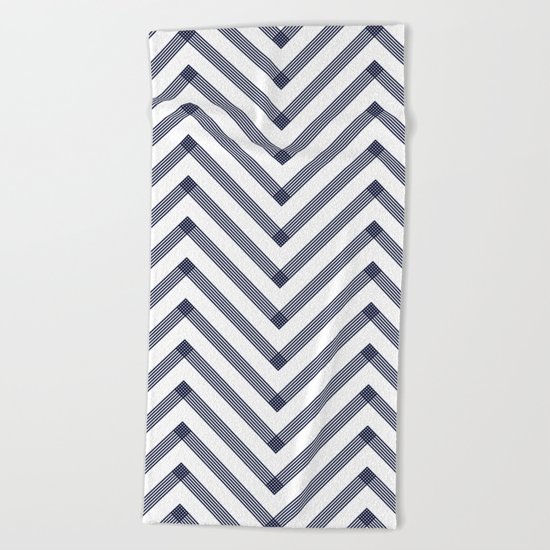 Marine Chevron Zigag pattern - dark blue on white on #Society6 Beach Towel