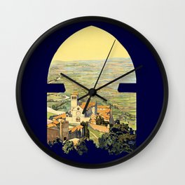 Vintage Litho Travel ad Assisi Italy Wall Clock