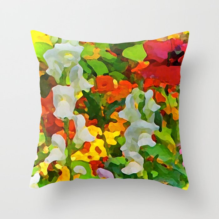 Colorful Flower Garden Throw Pillow