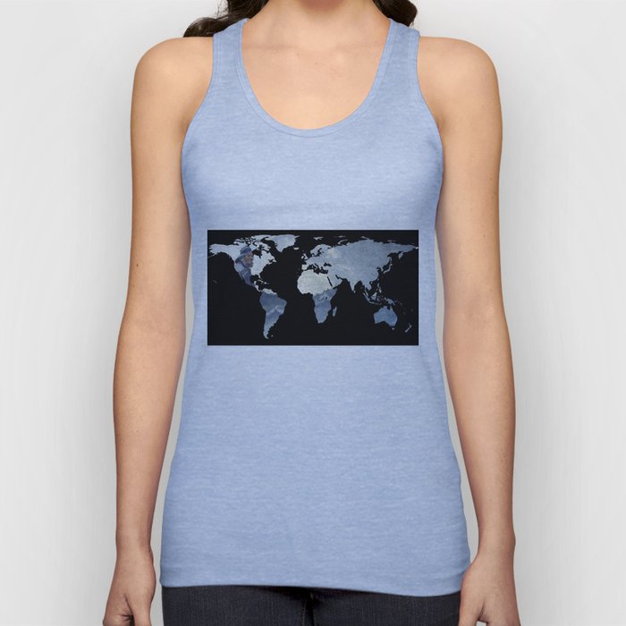 World Map Silhouette - Fisherman on The Ocean Tank Top