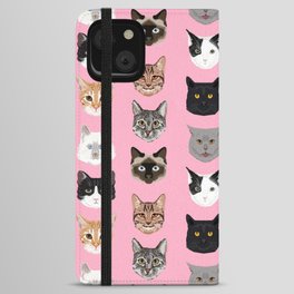 Cute Cat breed faces smiling kitten must have gifts for cat lady cat man cat lover unique pets iPhone Wallet Case