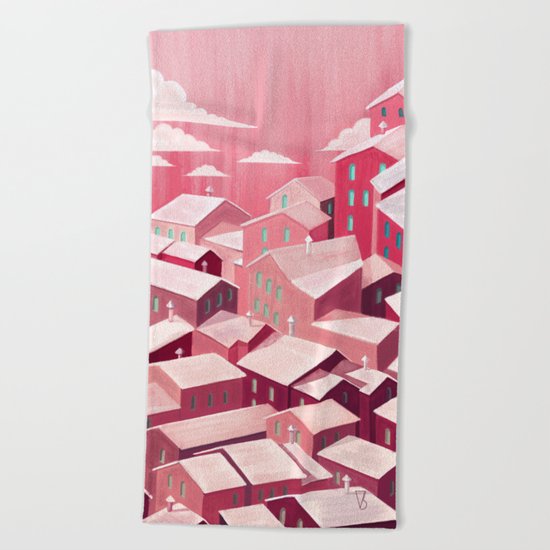 pink city Beach Towel
