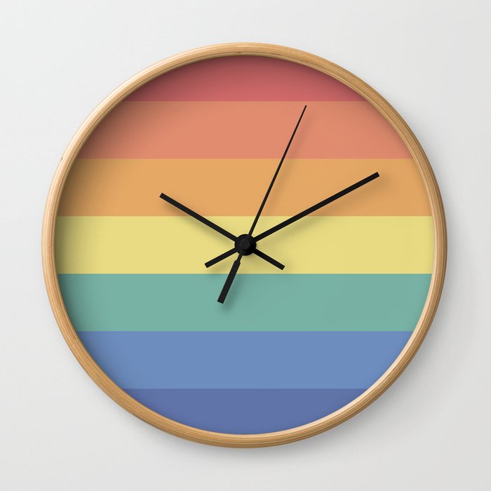 Retro Rainbow Stripes - Vintage Gradient Wall Clock