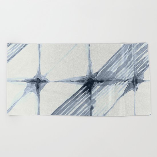 Simply Wabi-sabi in Indigo Blue on Lunar Gray Beach Towel