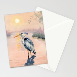 Great Blue Heron at Sunset Stationery Card