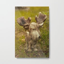 Moose Statue with Butterfly Metal Print