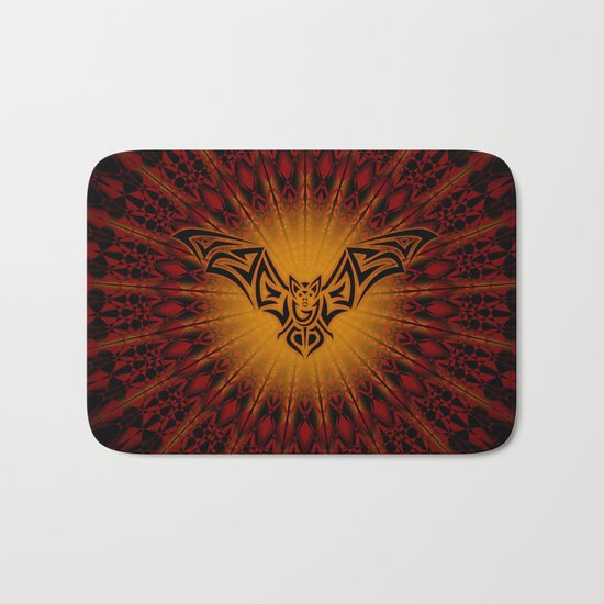 Bat and Mandala Halloween Bath Mat