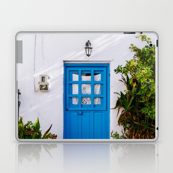The Blue Greek Door | Mediterranean Travel Photography Fine Art  Laptop & iPad Skin