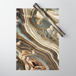 White Gold Agate Abstract Wrapping Paper