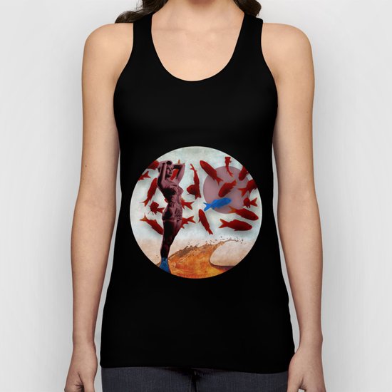 Blue fish and her Unisex Tank Top