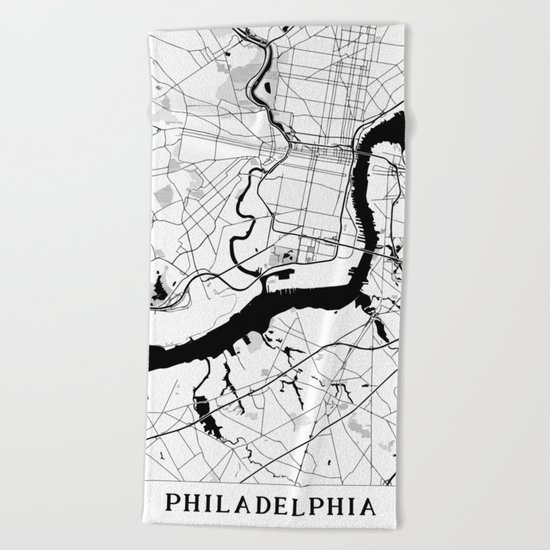 Philadelphia Minimal Map Beach Towel