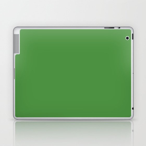 May Green Solid Color Popular Hues Patternless Shades of Green Collection - Hex Value #4C9141 Laptop & iPad Skin