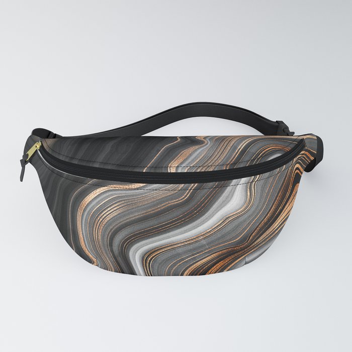 Elegant black marble with gold and copper veins Fanny Pack