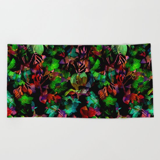 Colorful Floral Pattern Beach Towel