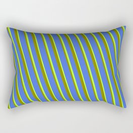 [ Thumbnail: Green, Royal Blue, and Light Green Colored Lines/Stripes Pattern Rectangular Pillow ]