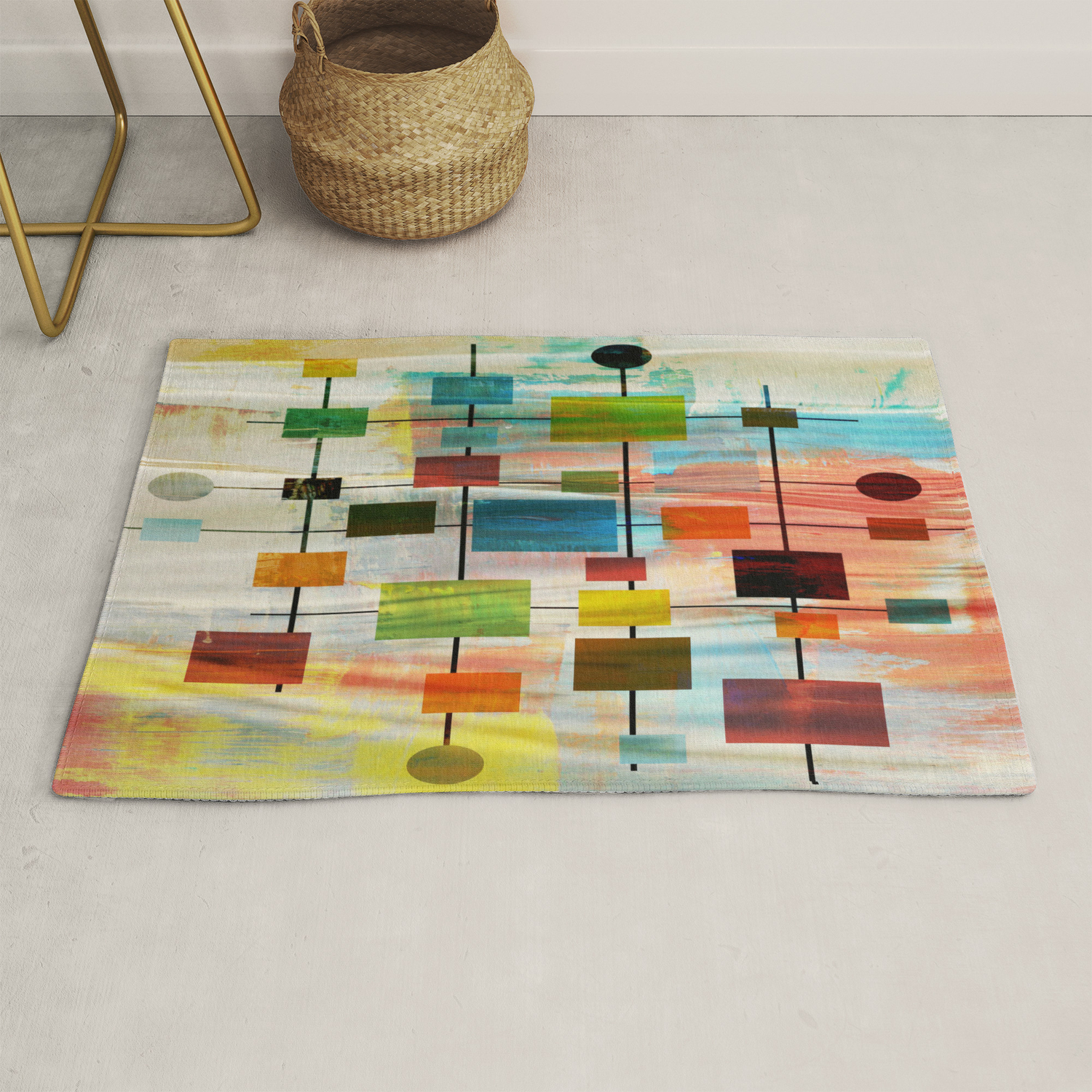 Mid Century Modern Art 1 3 Graffiti Style Rug By Oldurbanfarmhouse Society6