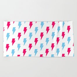 Lightning Bolt pattern - blue and pink Beach Towel