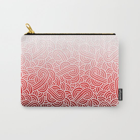 Ombre red and white swirls doodles Carry-All Pouch