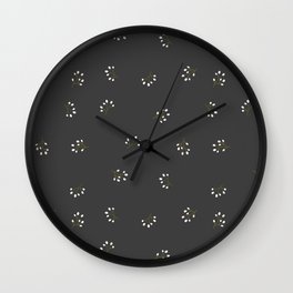 Rowan Branches Seamless Pattern on Dark Grey Background Wall Clock