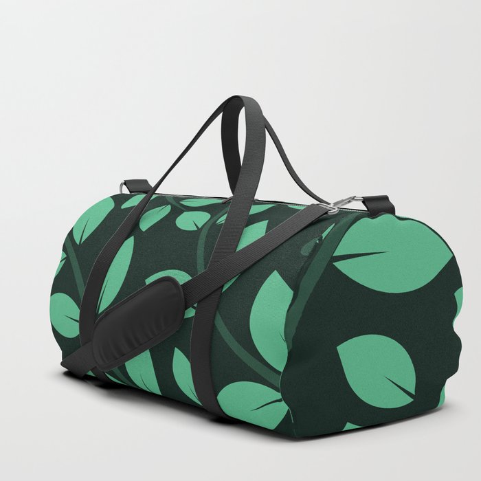 Retro Style Leaves Pattern - Ocean Green Duffle Bag