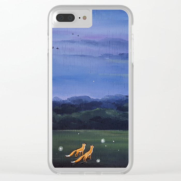 Foxes And The Summer Moon Square Clear Iphone Case