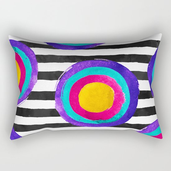 Watercolor stripes and circles Rectangular Pillow