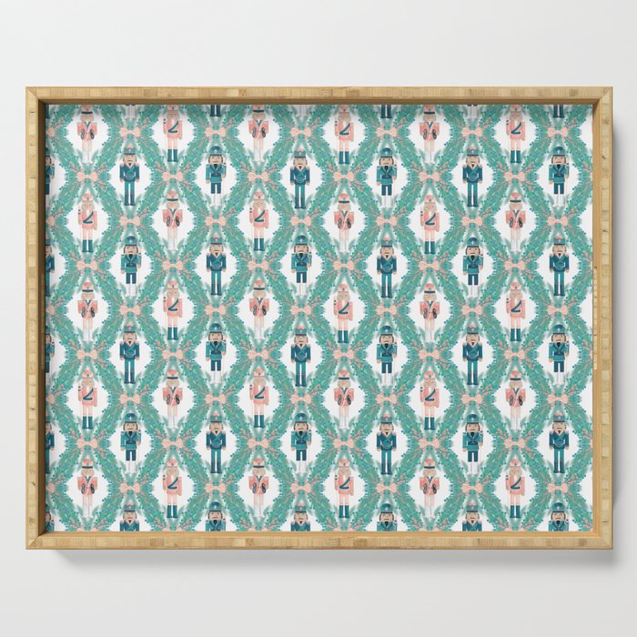 Rosegold and teal Nutcracker pattern Serving Tray