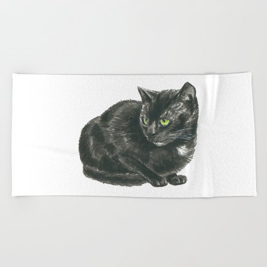 Black cat Beach Towel