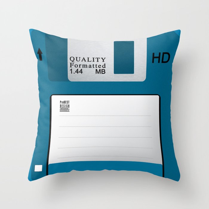 Floppy Disk Blue Throw Pillow