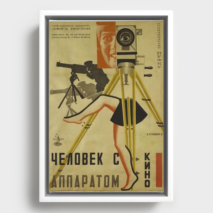 Man With a Movie Camera by Vladimir and Georgii Stenberg Framed Canvas