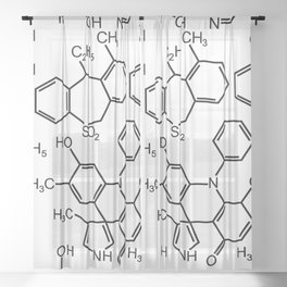 Chemistry chemical bond design pattern background white Sheer Curtain