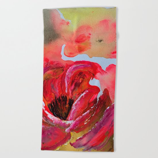 Golden Gloomy Garden Flower Beach Towel