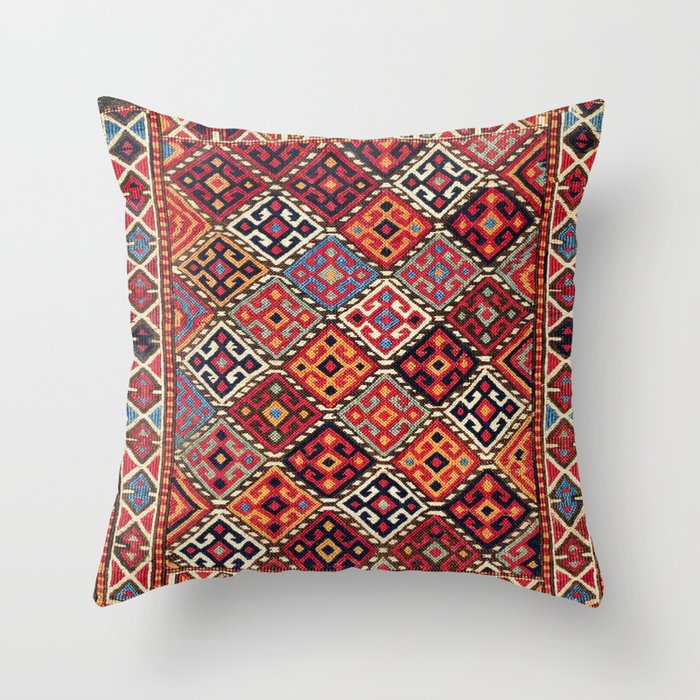 Kordi Sumakh Antique Khorasan Persian Tribal Bag Print Throw Pillow
